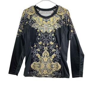 Athleta Long Sleeve Top Runaway Paisley Yellow Grey